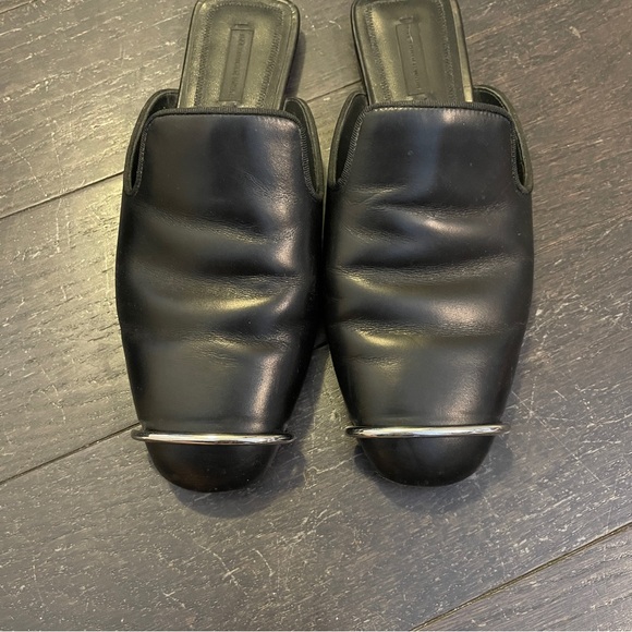 Alexander Wang Black leather Jaelle Slides slip on loafers size 38.5 - Picture 7 of 7